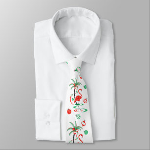 Red Christmas Flamingo Baubles tie
