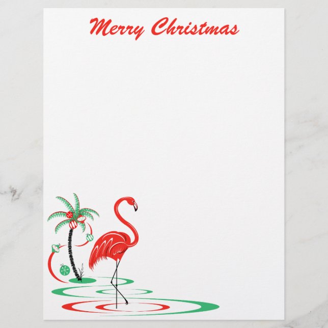 Red Christmas Flamingo Christmas letterhead (Front)