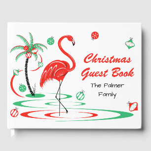 Red Christmas Flamingo Christmas Names guest book