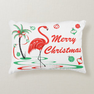 Red Christmas Flamingo Christmas red back accent Decorative Cushion