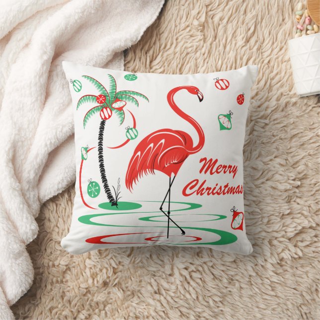 Red Christmas Flamingo Christmas red back square Cushion (Blanket)