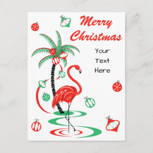 Red Christmas Flamingo Christmas Text portrait Holiday Postcard