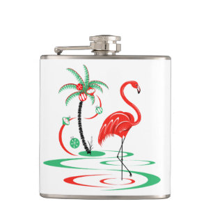 Red Christmas Flamingo flask small
