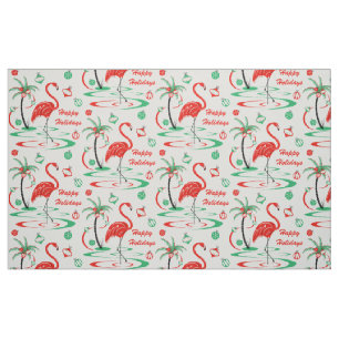 Red Christmas Flamingo Happy Holidays large Fabric