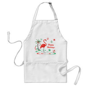 Red Christmas Flamingo Holidays apron