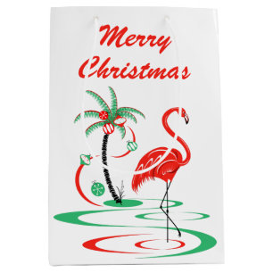 Red Christmas Flamingo Merry Christmas medium Medium Gift Bag