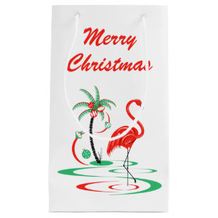 Red Christmas Flamingo Merry Christmas small Gift Bag