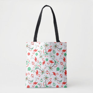 Red Christmas Flamingo Multi all over tote