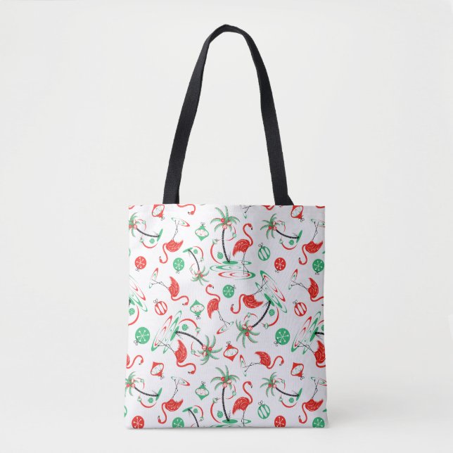Red Christmas Flamingo Multi all over tote Bag (Front)