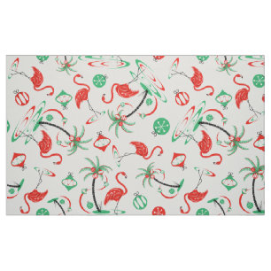 Red Christmas Flamingo Multi fabric large pattern