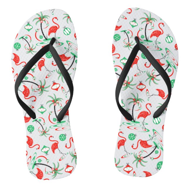 Red Christmas Flamingo Multi flip flops (Footbed)