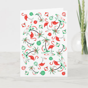 Red Christmas Flamingo Multi greetings card