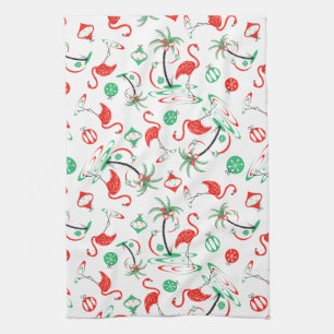 Red Christmas Flamingo Multi kitchen towel