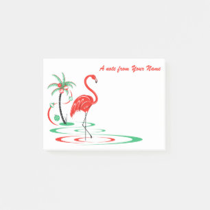 Red Christmas Flamingo Text horizontal Post-it Notes
