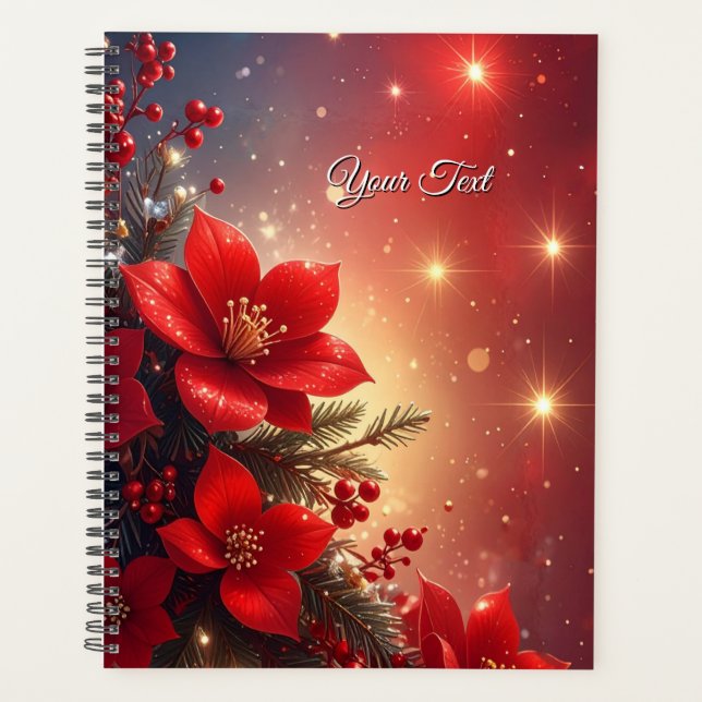 Red Christmas Floral Holiday Planner (Front)