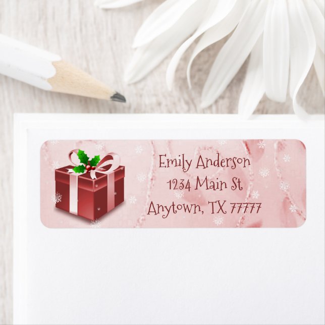 Red Christmas Gift Address Label Return Address Label (Insitu)