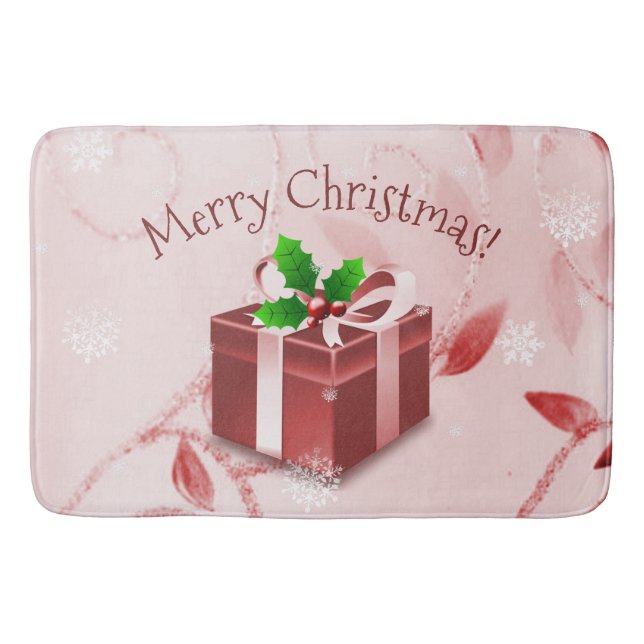 Red Christmas Gift Bath Mat (Front)