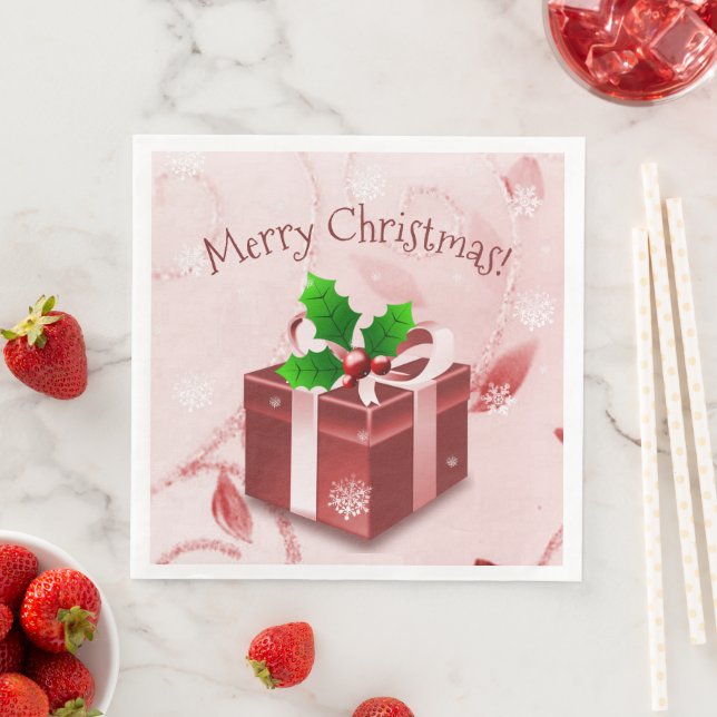 Red Christmas Gift Paper Napkin (Insitu)