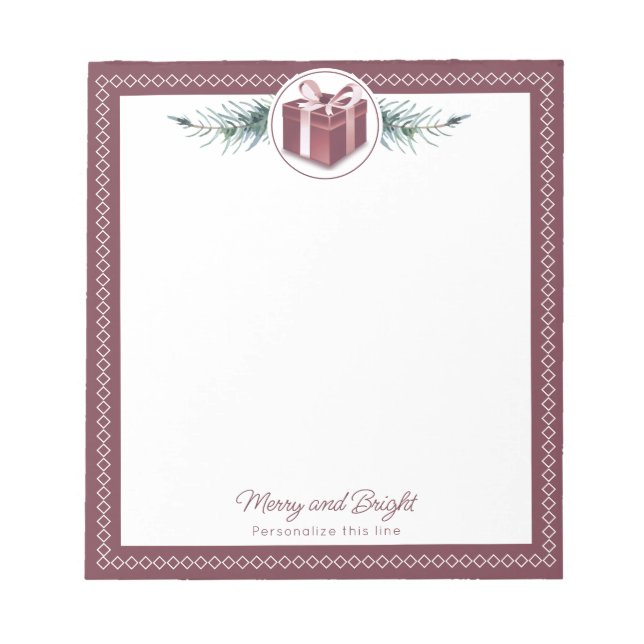 Red Christmas Gift Personalised Notepad (Front)