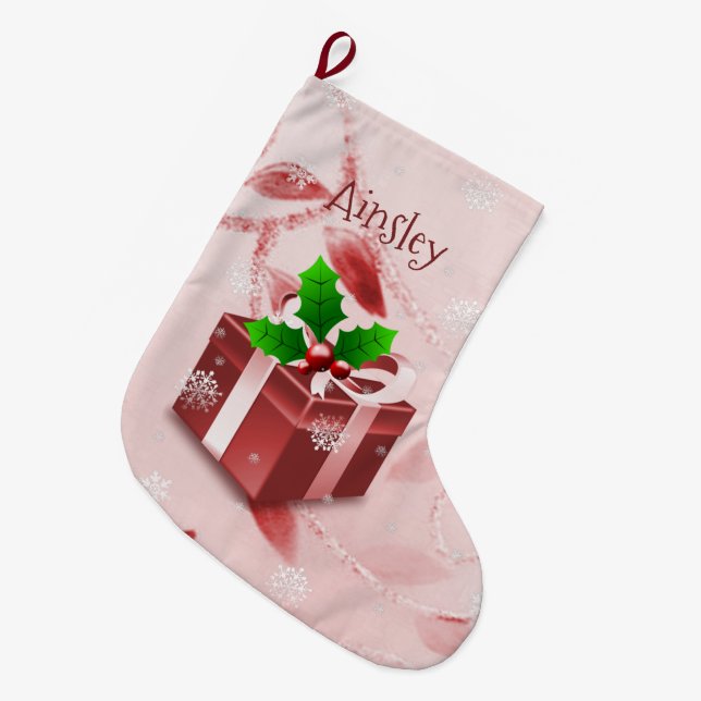 Red Christmas Gift Stocking (Front (Hanging))