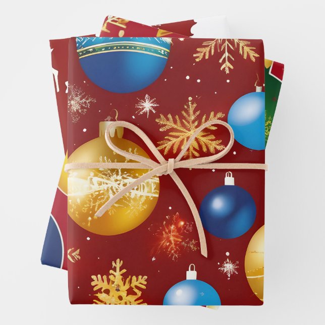 Red Christmas Gift Wrap – Classic Holiday Icons (In situ)