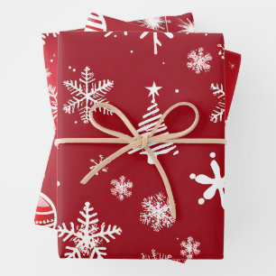 Red Christmas Gift Wrap, Holiday Designs Wrapping Paper Sheet