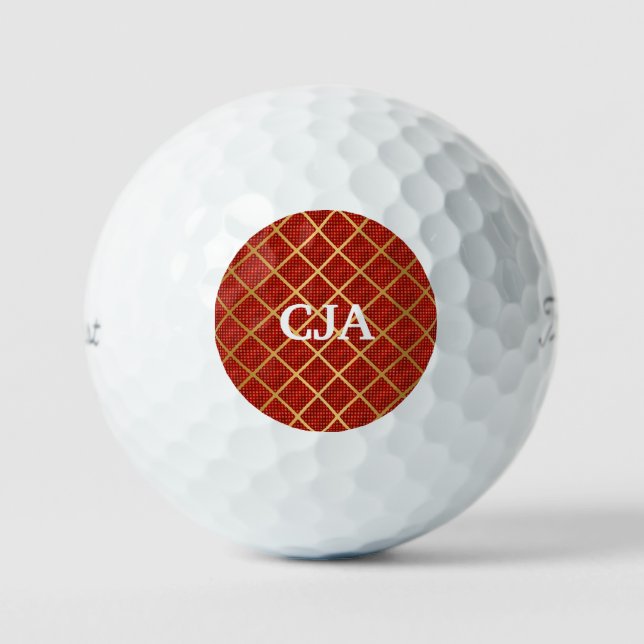 Red Christmas GOLD CUSTOM GOLF BALLS (Front)
