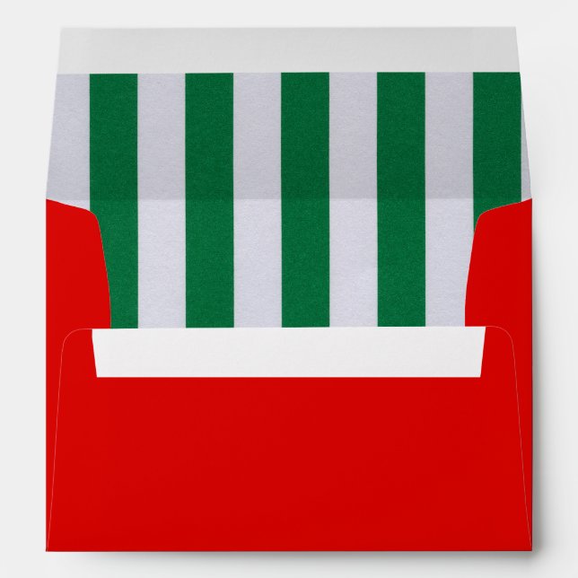 Red Christmas Green Candy Stripe A7 Envelope (Back (Bottom))