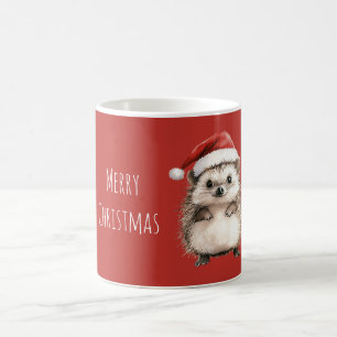 Red Christmas Hat Hedgehog Coffee Mug