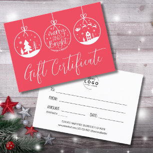 Red Christmas Holiday Business Gift Certificate