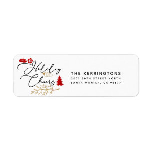 Red Christmas Holiday Cheers Return Address Label