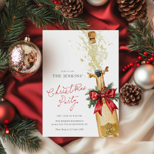 Red Christmas Holiday Cocktail Party Invitation