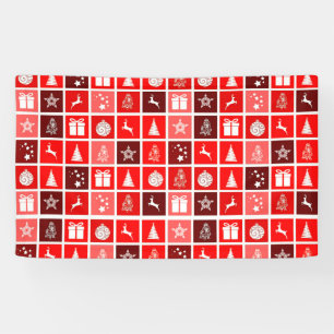 Red Christmas Holiday Cute Tree Reindeer  Banner