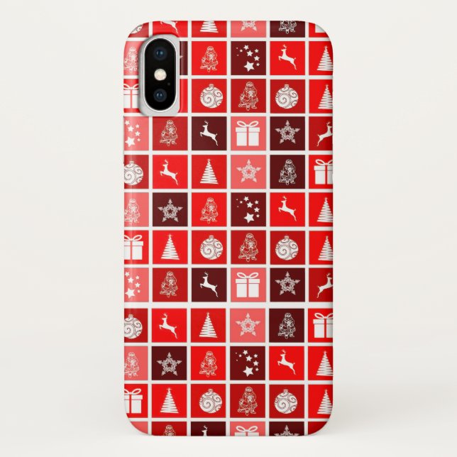 Red Christmas Holiday Cute Tree Reindeer  Case-Mate iPhone Case (Back)