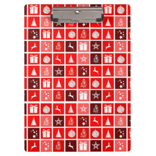 Red Christmas Holiday Cute Tree Reindeer Clipboard