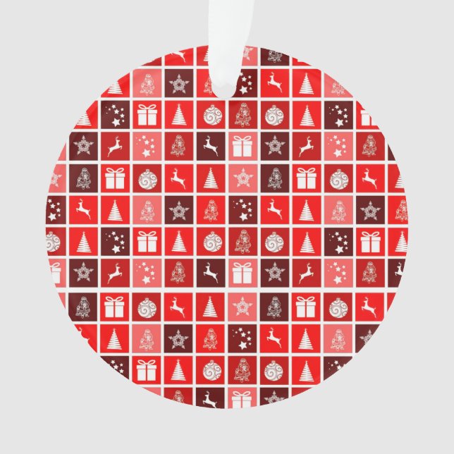 Red Christmas Holiday Cute Tree Reindeer  Ornament (Front)