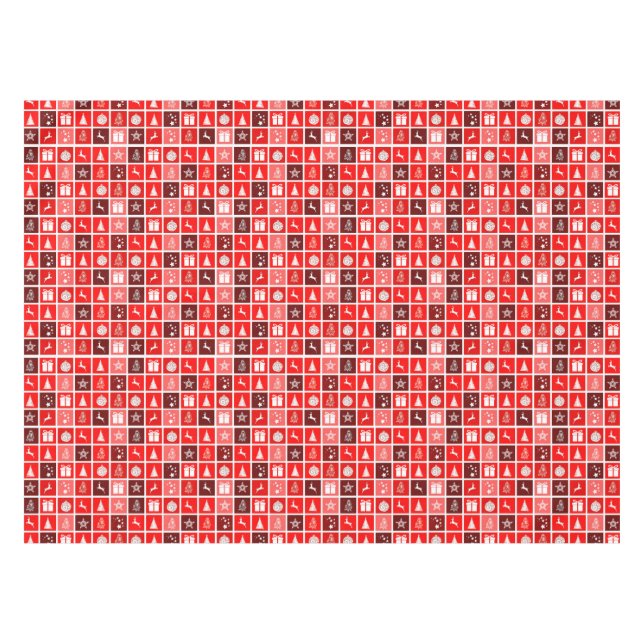 Red Christmas Holiday Cute Tree Reindeer  Tablecloth (Front (Horizontal))