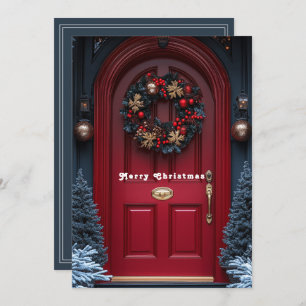 Red Christmas Holiday Door Wreath