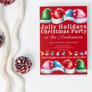 Red Christmas Holiday Party Invitation Postcard