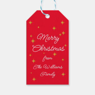 Red Christmas Holiday Personalised Family Name Gift Tags