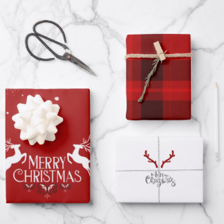Red Christmas Holiday Wrapping Paper Sheets