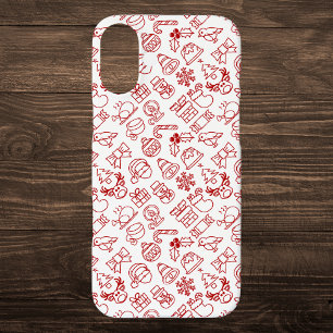 Red Christmas Icon Pattern iPhone 16 Plus Case