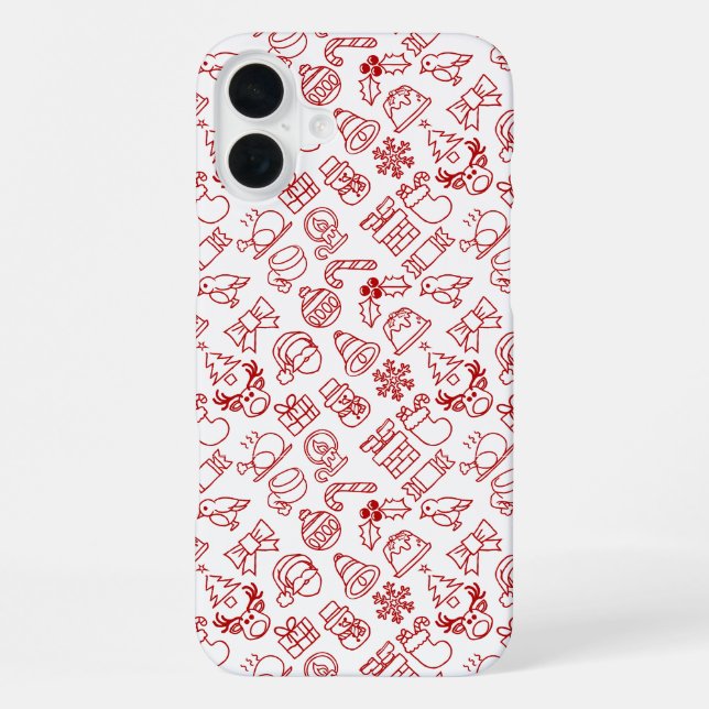 Red Christmas Icon Pattern iPhone Case (Back)