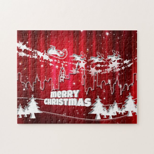 Red christmas jigsaw puzzle (Horizontal)
