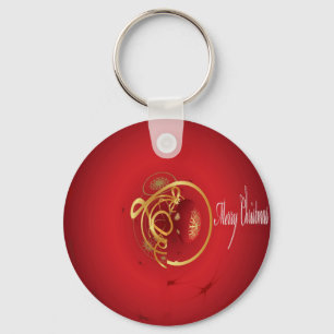 Red Christmas Jingle Bells Have a Blessed Nice Day Key Ring