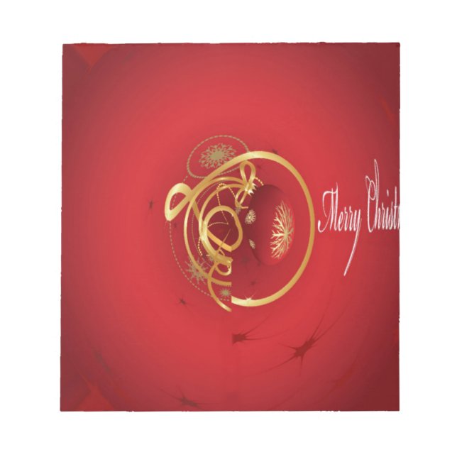 Red Christmas Jingle Bells Have a Blessed Nice Day Notepad (Front)