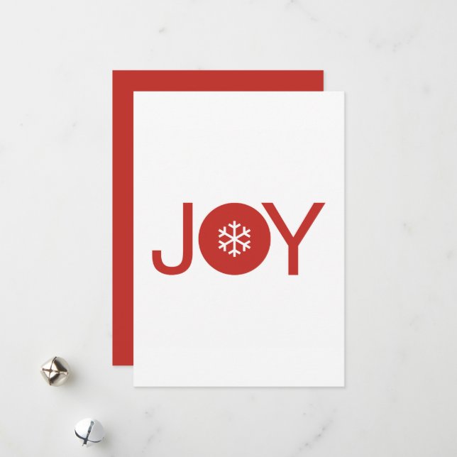Red Christmas Joy Christmas Card (Front/Back In Situ)