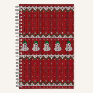 Red Christmas Knit Apple Pattern   Winter Holiday Notebook