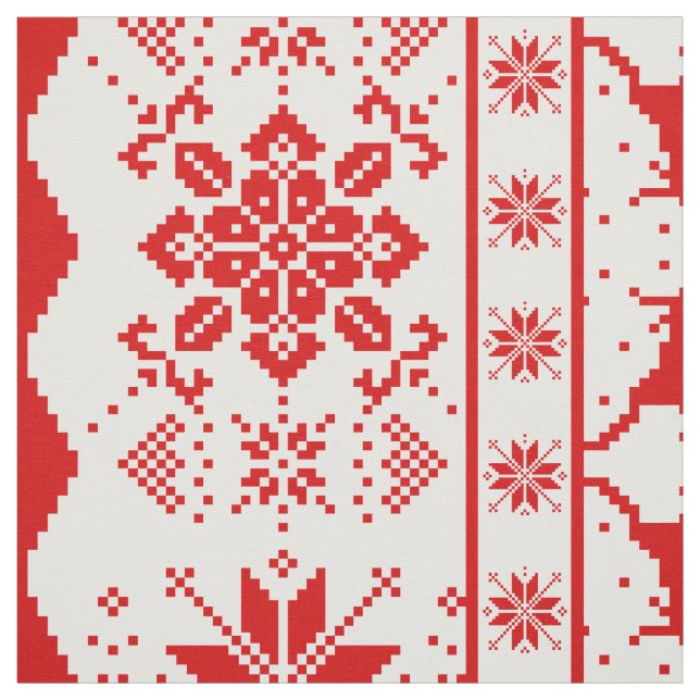 Red Christmas knitted sweater patter Fabric (Swatch)