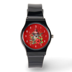 Red Christmas Lantern Poinsettia and Pine Watch